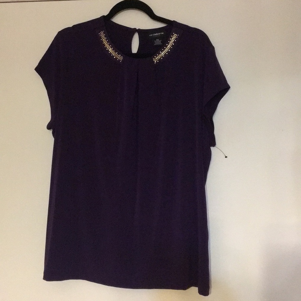 Liz Claiborne career purple shirt